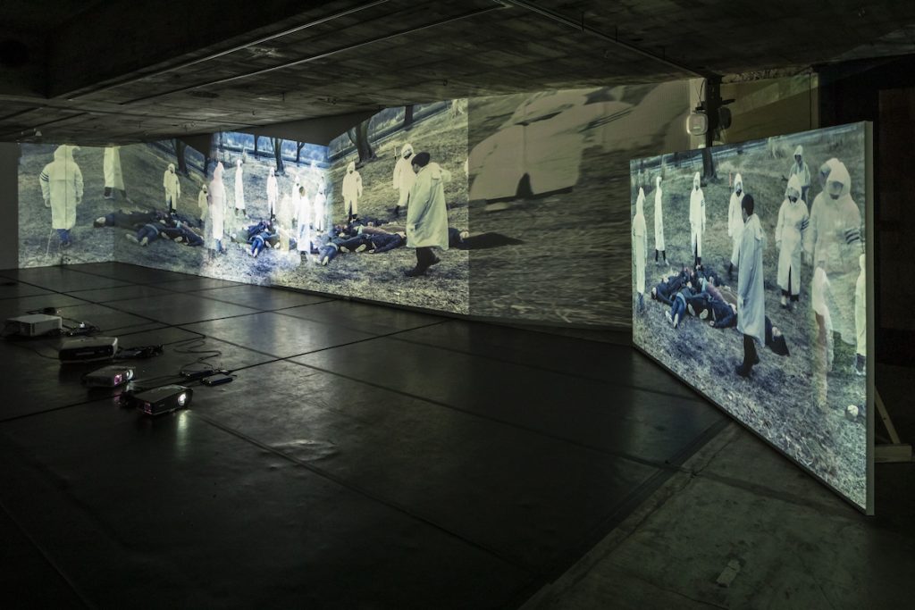 Installation view of the exhibition “We Mourn the Dead of the Future” at Kitasenju BUoY, photo: Kenji Morita