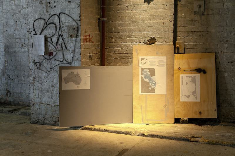 Installation view: “A Walk in Fukushima” (2016), Commissioned by the 20th Biennale of Sydney view at Carriageworks, Photo by Leïla Joy, Courtesy of the artist and Don’t Follow the Wind Committee