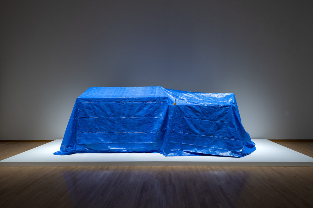 Blue tarp (2024) Photo by Kazuo Fukunaga, Courtesy of Museum of Contemporary Art Tokyo